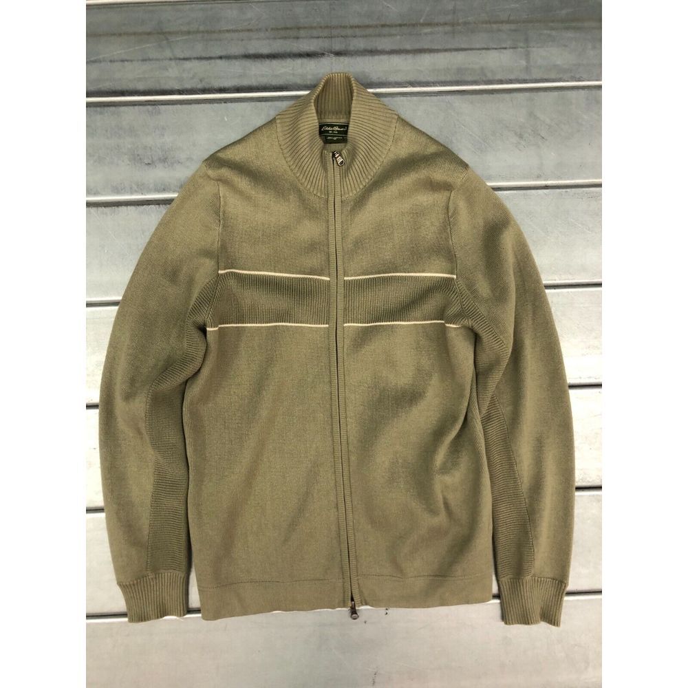 Eddie Bauer Sweatshirt Mens Medium Green Full Zip Long Sleeve Comfy Outdoor